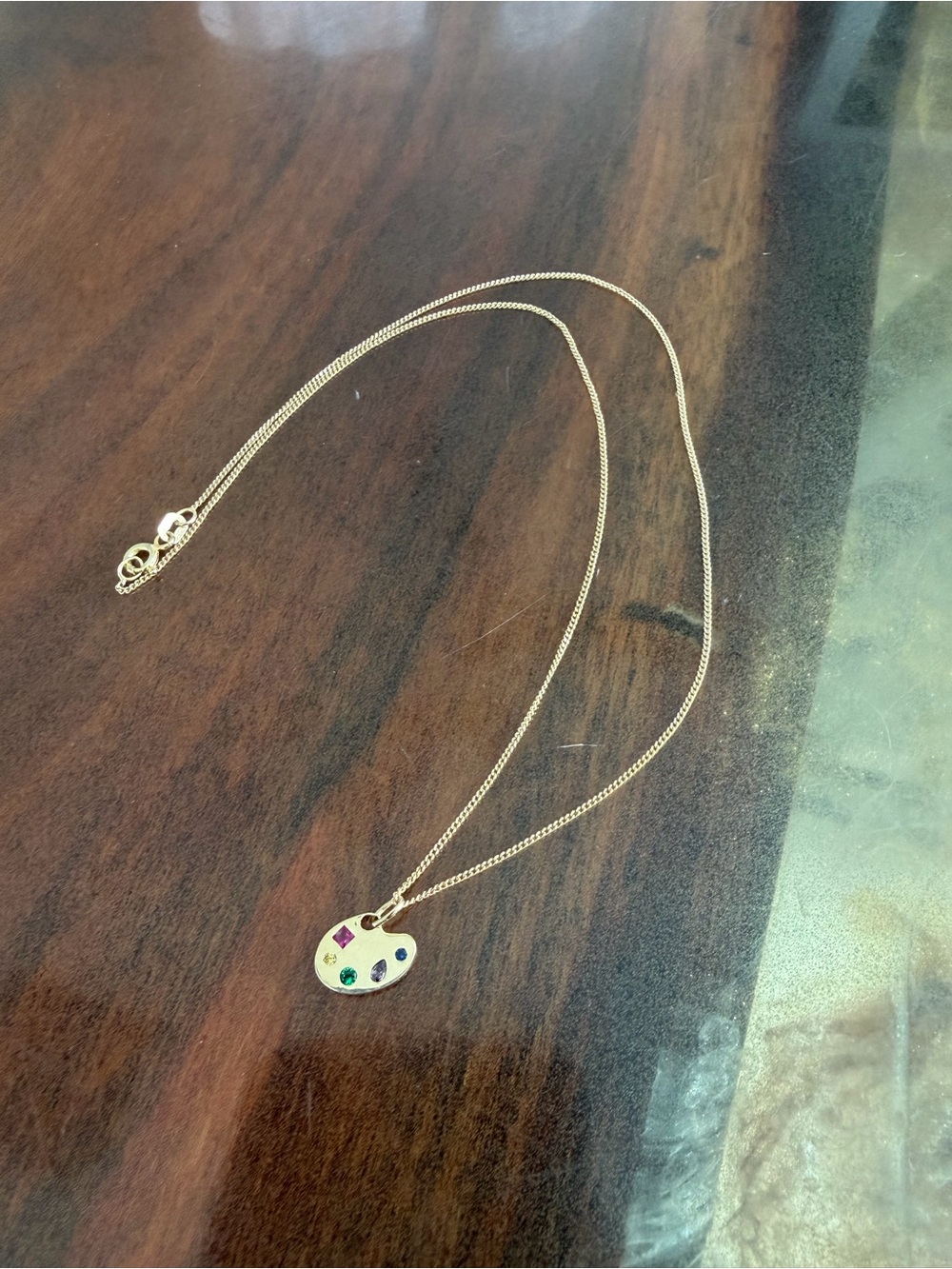9CT Gold Artist Palette Pendant with 10K Gold Necklace.  (VERY DELICATE)